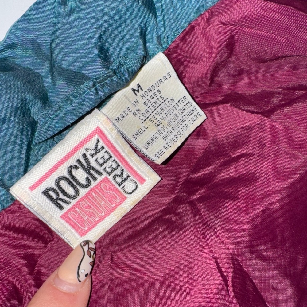 Vintage Rock Creek Burgundy, Teal, &‎ Aztec Print Windbreaker Size Medium - Picture 3 of 8